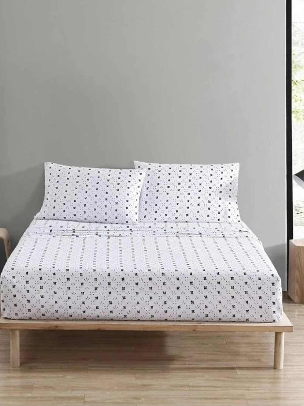 Marimekko Kukkaketo Cotton Floral Cottage White Navy 4pc Full Sheet Set New